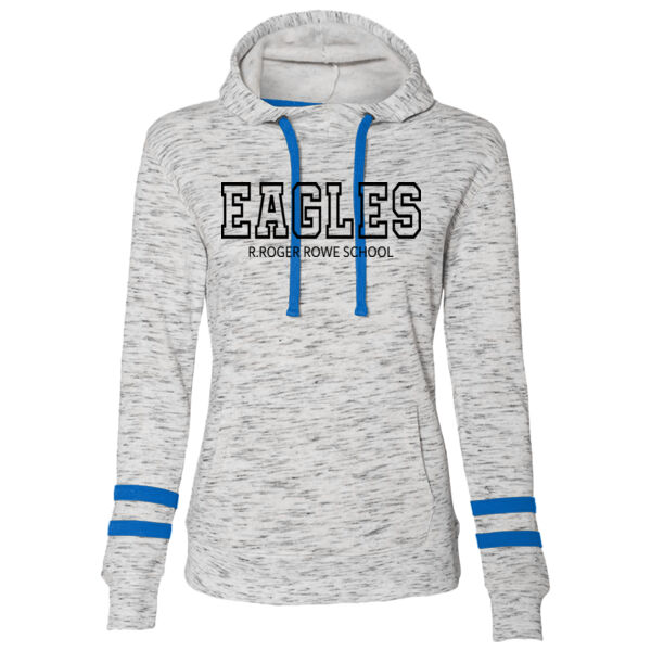 Women’s - Mélange Fleece Striped-Sleeve Hooded Sweatshirt Thumbnail